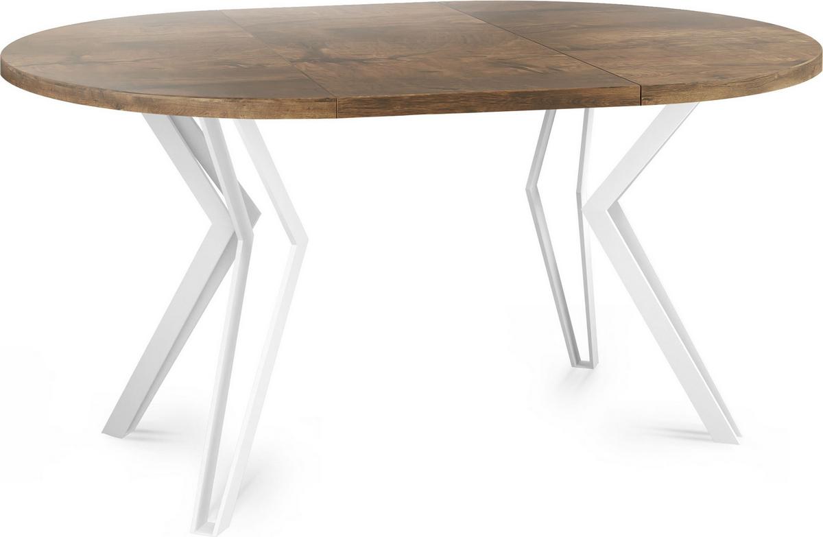 ESSTISCH Austin runder ausziehbarer, Lefkas Eiche 120-200/100/76 cm - Alteiche/Weiß, Holzwerkstoff/Metall (120/200/76cm) - WFL GROUP