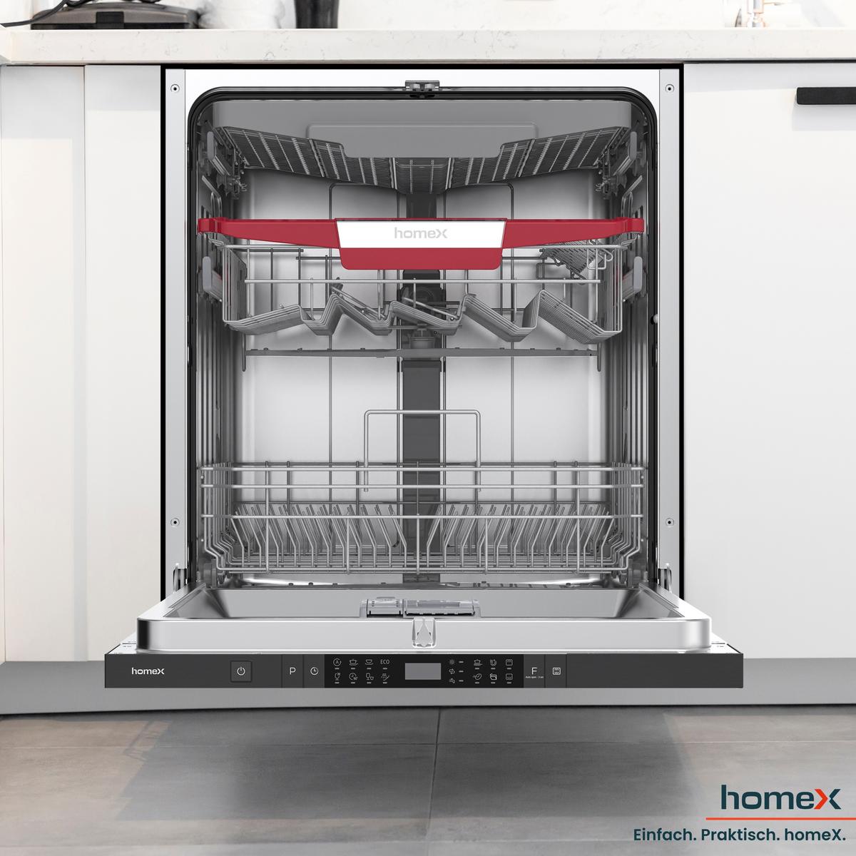 GESCHIRRSPÜLER vollintegrierbar 60 cm, Einbau Spülmaschine - 14 Maßgedecke, 8 Programme, AquaStop, Bodenlicht - Silberfarben, Kunststoff/Metall (59.8/81.5/55cm) - homeX