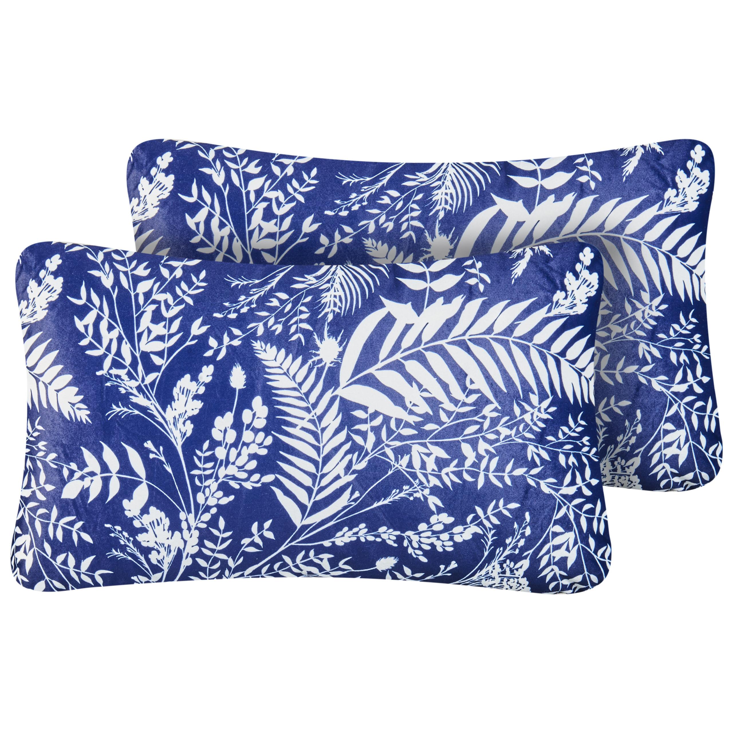 GARTENKISSEN 2er-Set Marineblau 30/50 cm Glimmer - Blau/Weiß, Textil (50/12/30cm) - Beliani