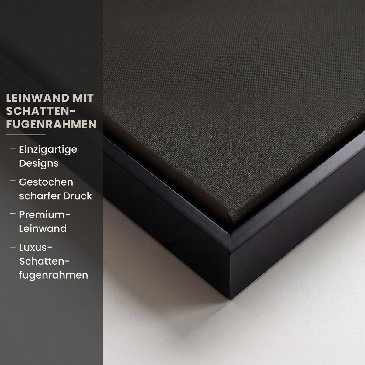 LEINWAND Bilder mit Rahmen - Abstrakt - Landschaft - Wellen - Cremefarben - 90x90 - Cappuccino, Textil (90/90cm) - MuchoWow