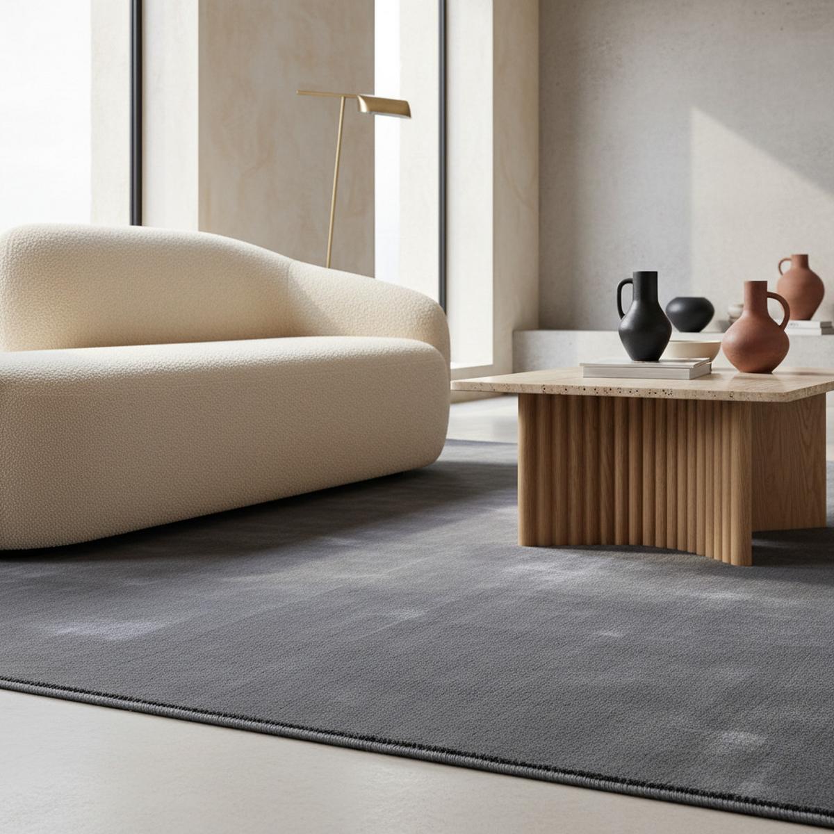 TEPPICH Kurzflor Waschbar LECH in Grau, einfarbig, 240 x 340 cm - Grau, Textil (340/240cm) - KADIMA DESIGN