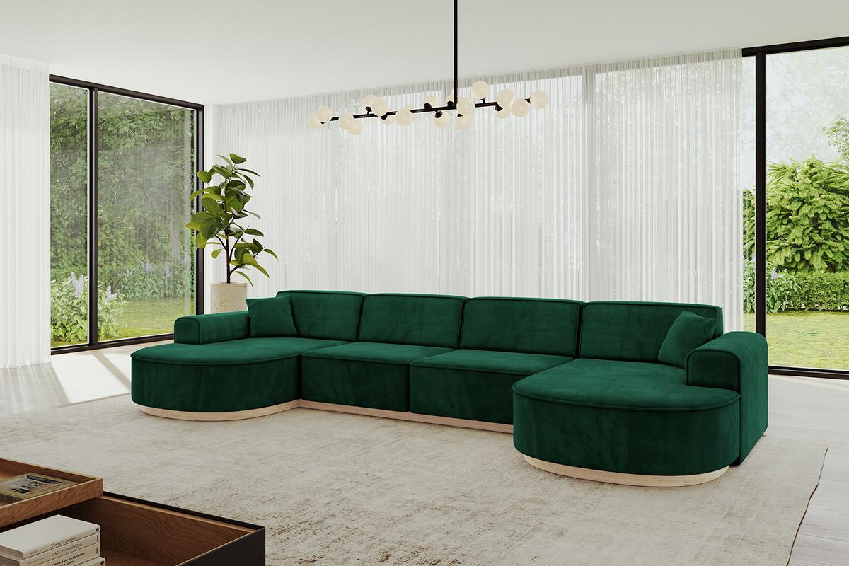 WOHNLANDSCHAFT MARI-U2-v1 - 388x171x83 cm Grün Velours - Grün, Holzwerkstoff/Textil (388/83/171cm) - ALTDECOR