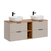 DOPPELWASCHTISCH 140.8cm Adriel Kaschmir und Holz - Beige, Holzwerkstoff (140.8/59/46cm) - Petits-meubles