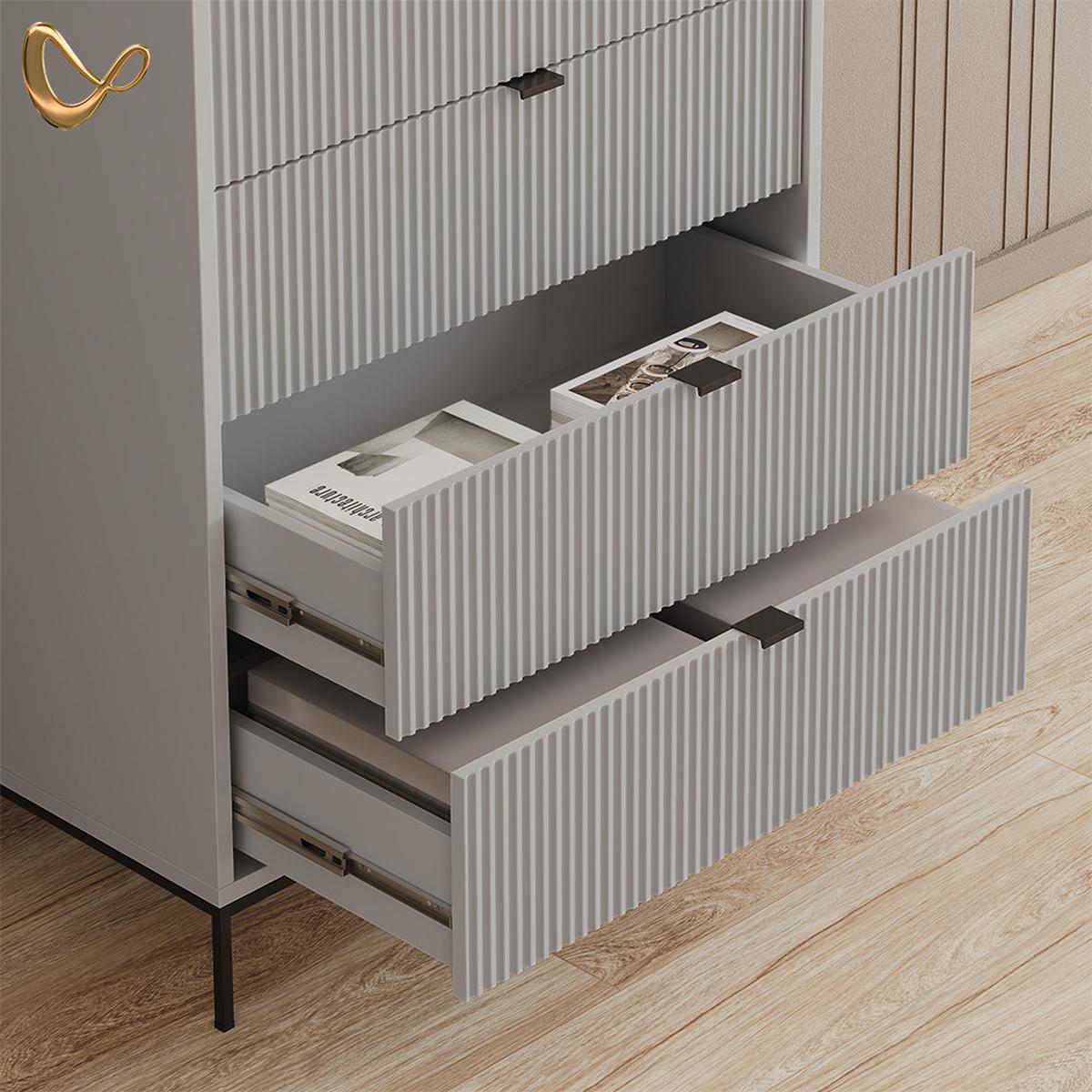 KOMMODE Aterno Grau 76 x 120 cm mit 5 Schubladen - Grau, Holzwerkstoff (76/120/42cm) - Livinity®