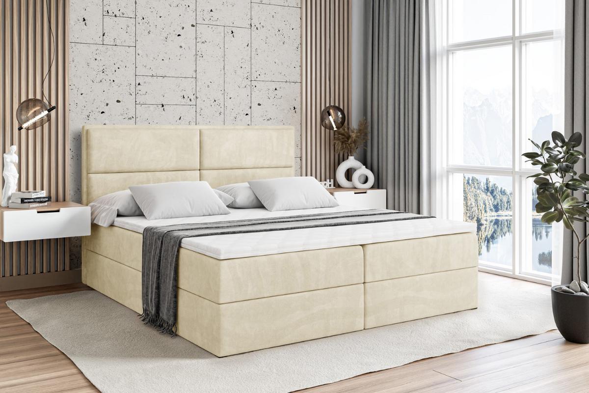 BOXBETT mit Matratze H4 und Lattenrost - AURA - 140x200 - H4 - Beige - Beige, Holzwerkstoff (140/200cm) - ALTDECOR