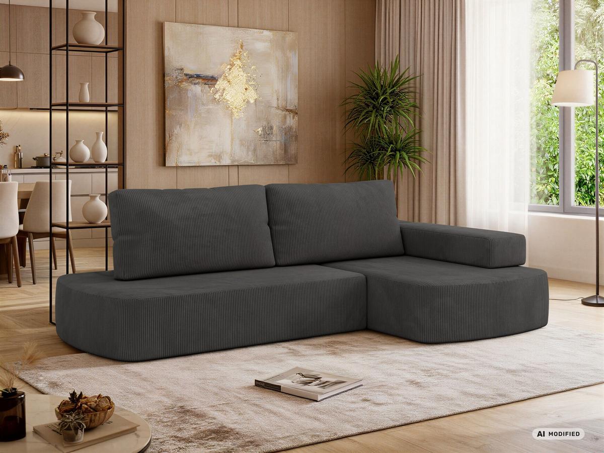 ECKSOFA LIRENA L Cord Anthrazit - Rechts - Anthrazit, Textil (260/160cm) - MKS