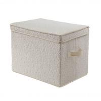 AUFBEWAHRUNGSBOX mit deckel aus bouclé-stoff in ecru - 40/28/30 cm - Ecru, Textil (30/28/30cm) - Calicosy