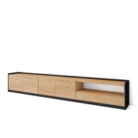 LOWBOARD, Eiche Schwarz, 310/37/50cm - Eichefarben, Holzwerkstoff (310/50/37cm) - Skraut Home