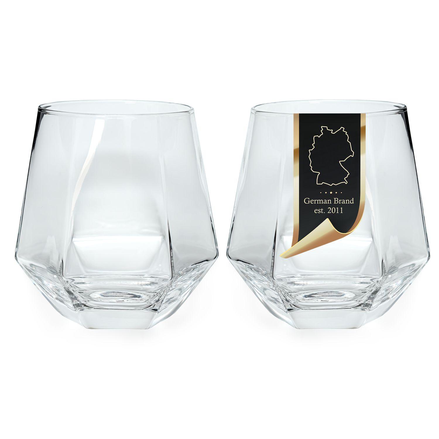 TRINKGLAS SET im Hexagon Design 240 ml (2-tlg) - Transparent, Glas - Intirilife
