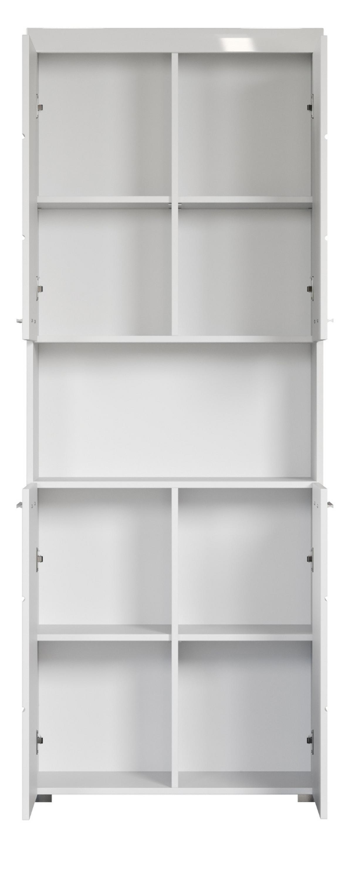 HOCHSCHRANK weiß Hochglanz 73 x 190 cm, Badschrank mit viel Stauraum - Weiß, Holzwerkstoff/Kunststoff (73/190/31cm) - Top.Furn