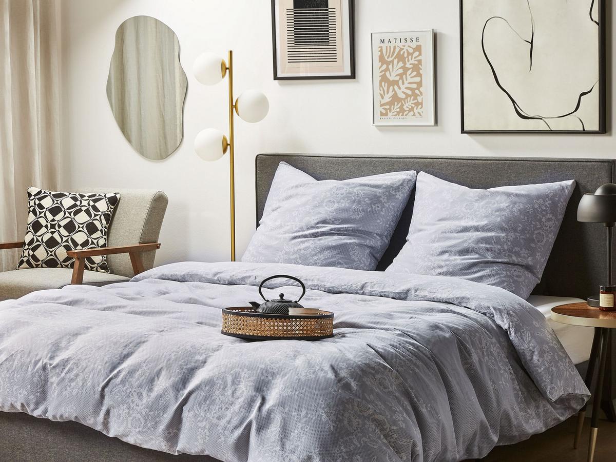 BETTWÄSCHE SET Morningside 220x240 cm - Grau, Textil (220/240cm) - Beliani