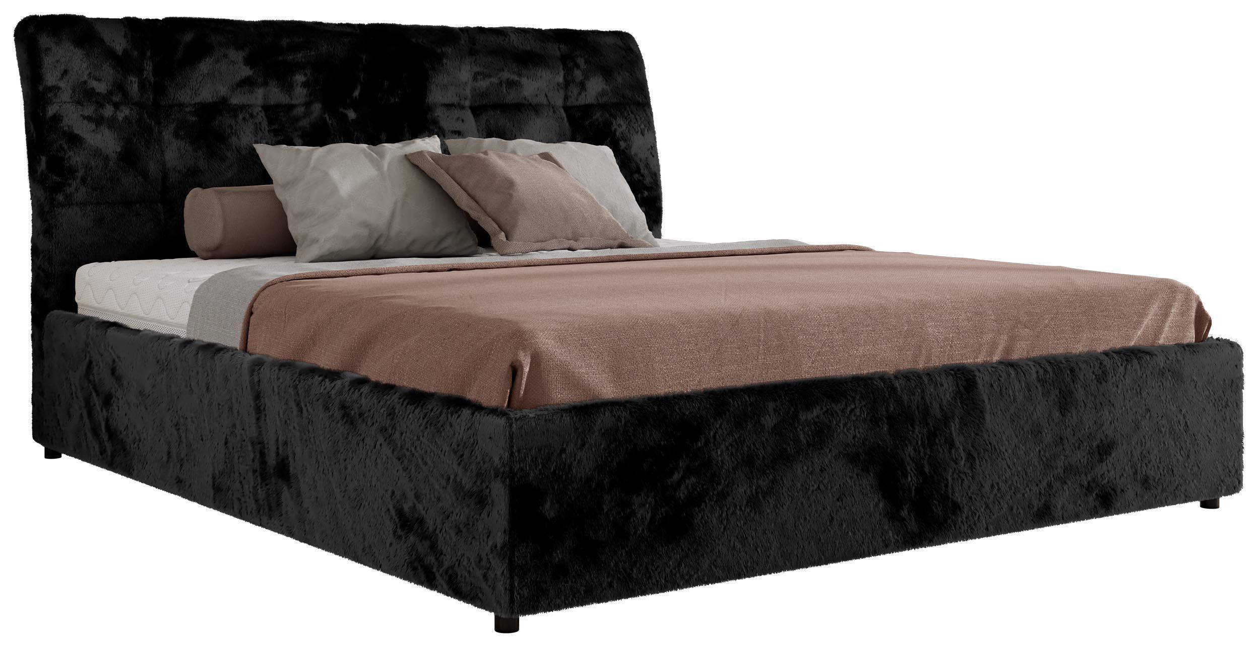 POLSTERBETT GALA CLASSIC 140/200 - Schwarz Plüsch - Schaum-Matratze - Schwarz, Textil (140/200cm) - MKS