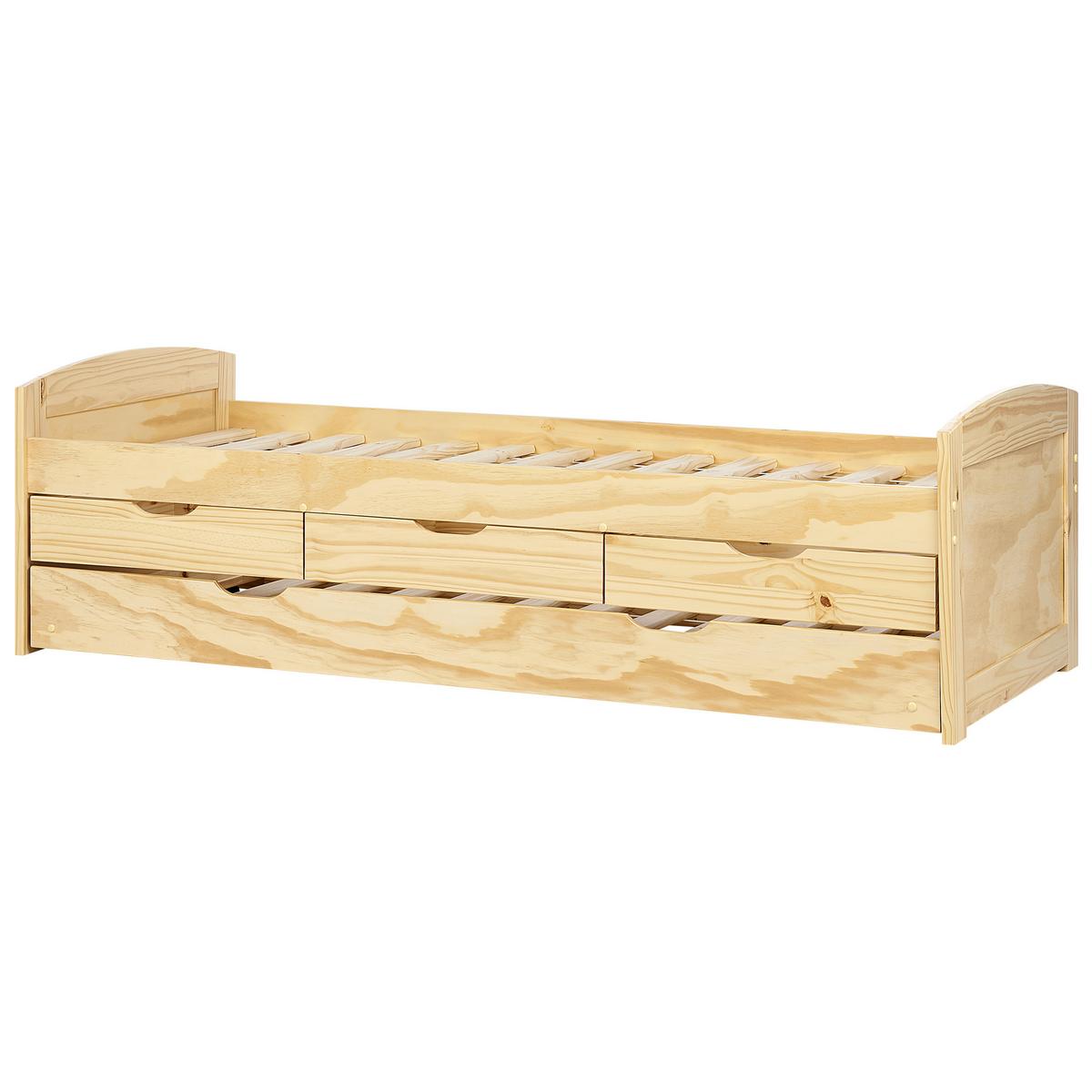 AUSZIEHBETT 90/200 cm Heller Holzfarbton Petiville - Hellbraun, Holz (90/200cm) - Beliani