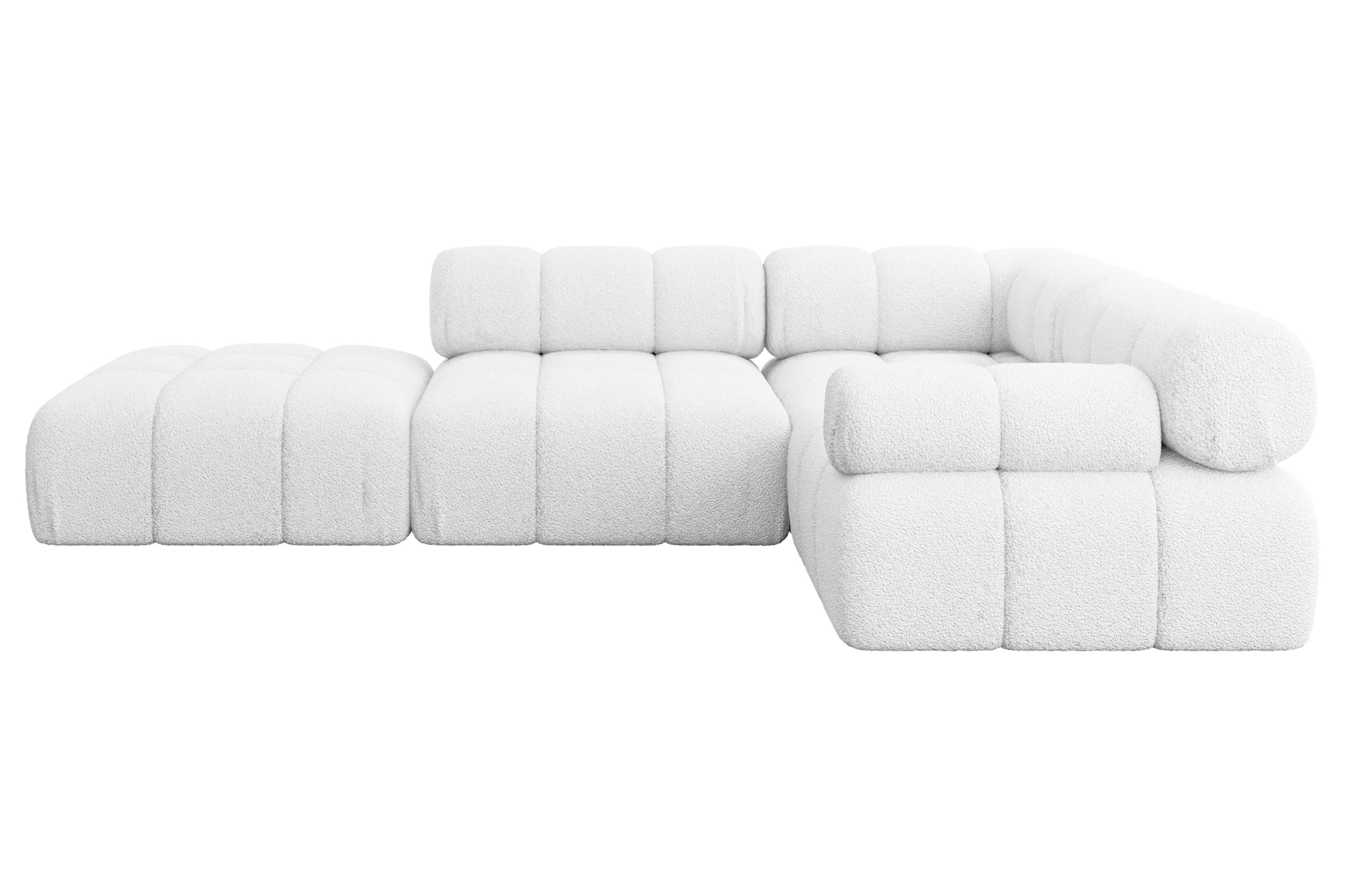 ECKSOFA modulares Sofa Felto-L1 - 285x190x70 cm Weiß Bouclé - Weiß, Holzwerkstoff/Textil (285/190cm) - ALTDECOR