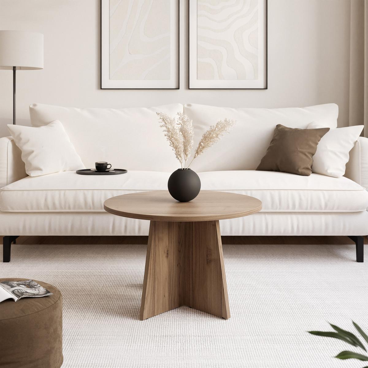 COUCHTISCH BELLAGIO 75/47 cm runden, Kaschmir/Nussbaum - Kaschmir, Holzwerkstoff (75/75/47cm) - Idohome