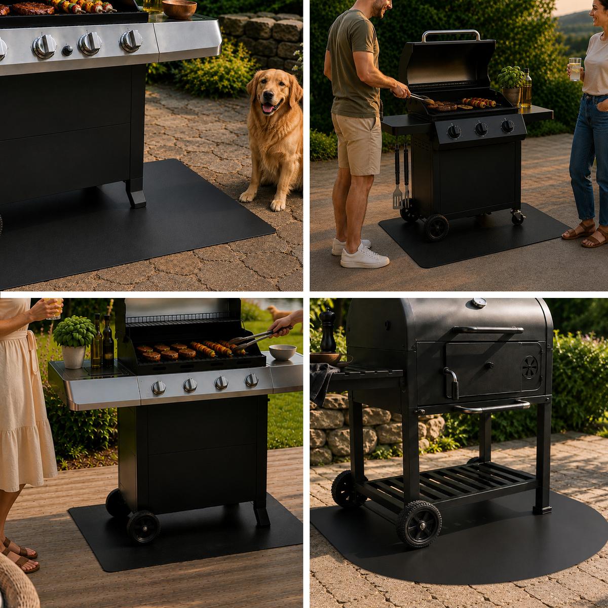GRILLUNTERLAGE Bodenschutzplatte Metall Schwarz 100x80 cm - Schwarz, Metall (100/80/0.1cm) - TULUP