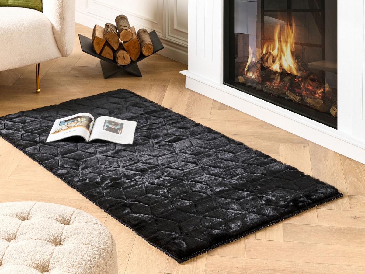 SHAGGY-KUNSTFELLTEPPICH Thatta 150/80 cm - Schwarz, Kunststoff (80/150cm) - Beliani