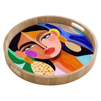 TABLETT Porträt - Frau - Modern 50x50 cm - Multicolor, Holz (50/5/5cm) - OnlyWow