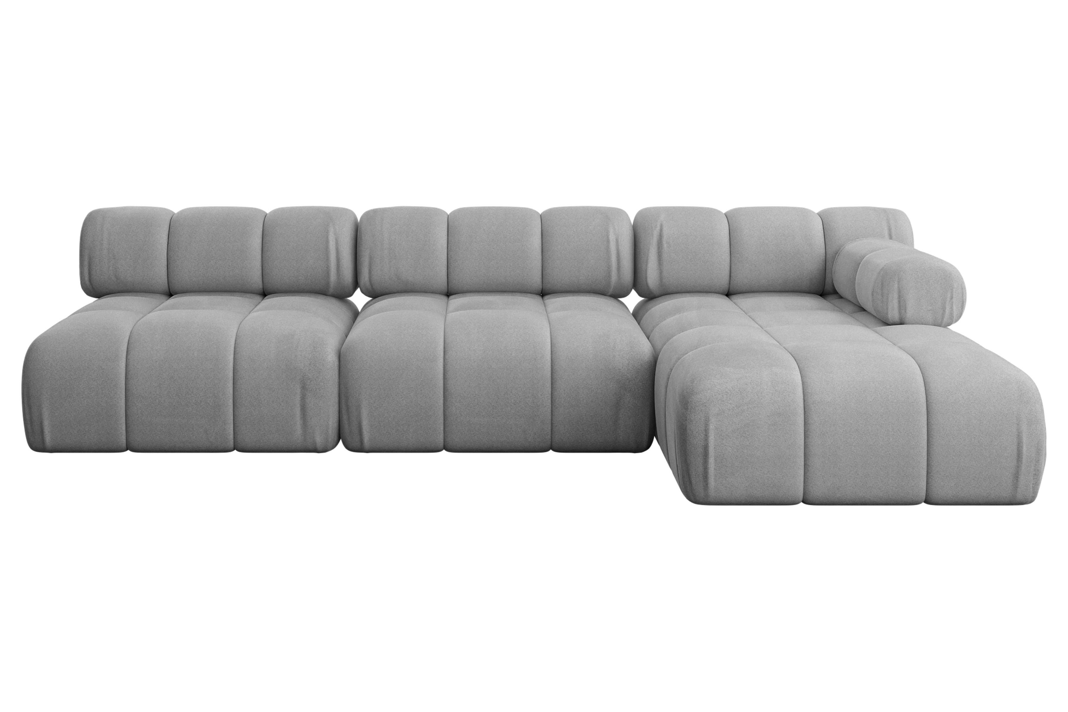 ECKSOFA modulares Sofa Razon-L2 - 285x160x70 cm Hellgrau Velours - Hellgrau, Holzwerkstoff/Textil (285/160cm) - ALTDECOR