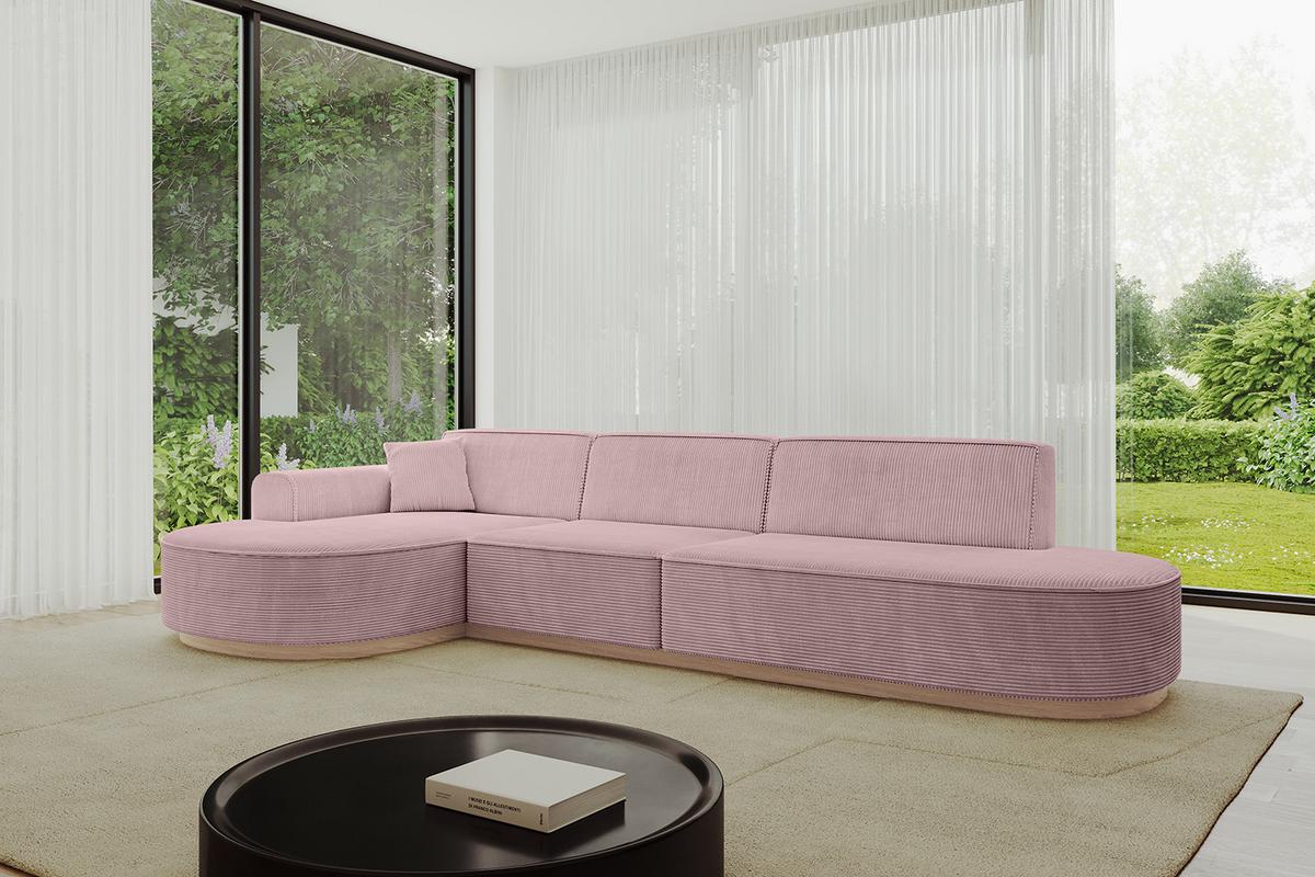 ECKSOFA Ottomane Links MARI-L2-v1 - 328x171x83 cm Rosa Cord - Rosa, Holzwerkstoff/Textil (328/171cm) - ALTDECOR