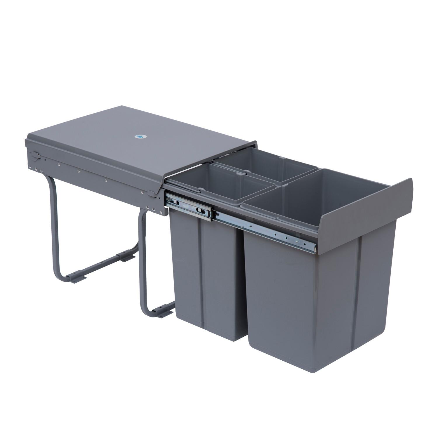 ABFALLEIMER aus Kunststoff Metall Grau - Grau, Metall (34.2/41.8/48cm) - HOMCOM