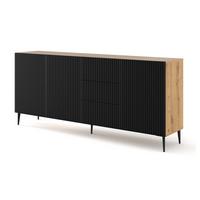 KOMMODE Artisan Eiche, Schwarz, Schwarz 200/87/42 - Schwarz, Holzwerkstoff (200/87/42cm) - RAUMHIRSCH FURNITURE