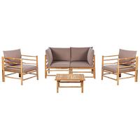 LOUNGE SET 4-Sitzer Bambusholz hellbraun 3-teilig Auflagen taupe Cerreto - Taupe, Holz - Beliani