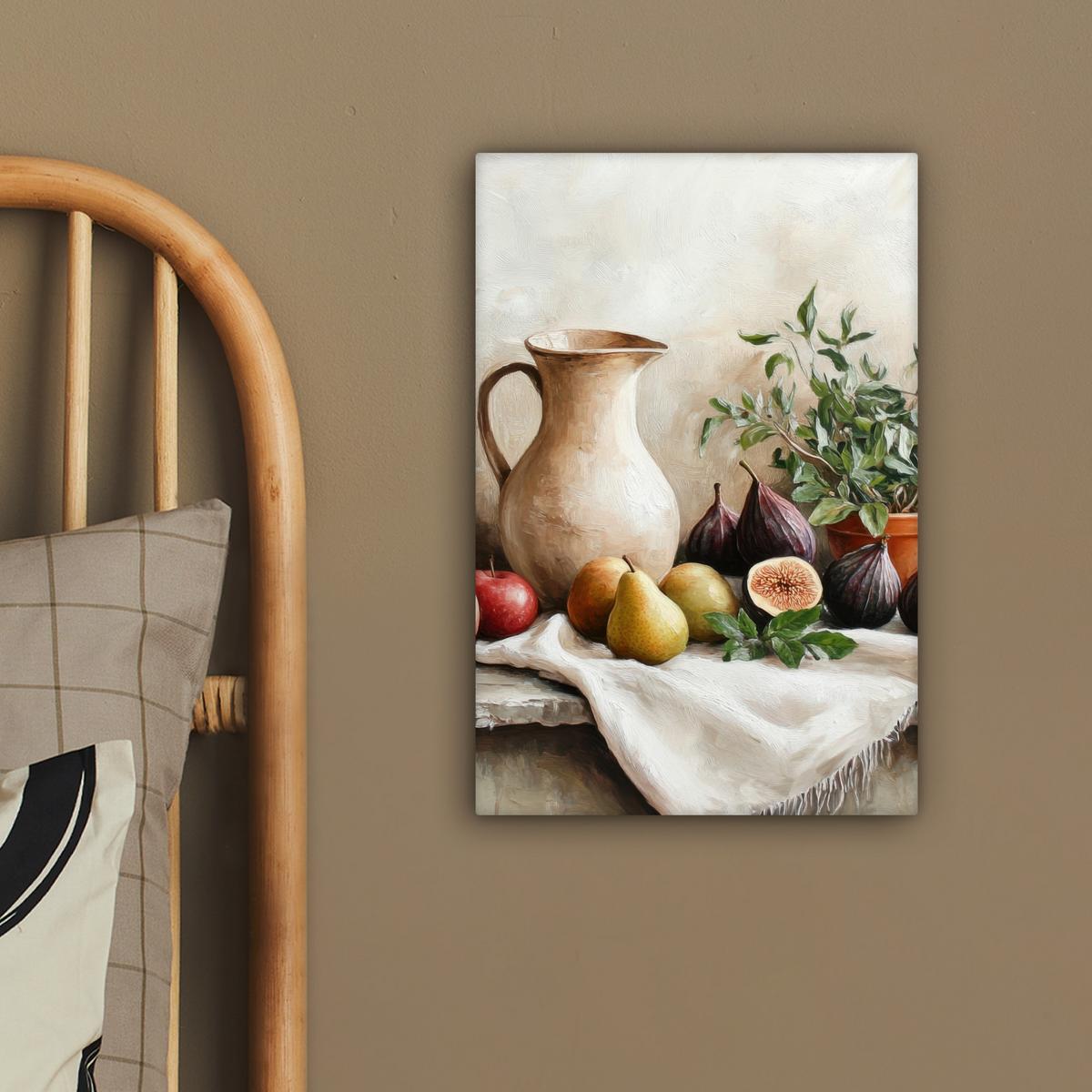 LEINWANDBILD Obst - Kräuter - Ländlich Deko Wohnzimmer 20x30 cm - Naturfarben, Textil (20/30cm) - MuchoWow