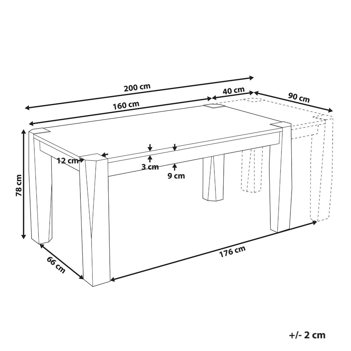 ESSTISCH ausziehbar Helle Esche 160-200/90 cm Mission - Braun, Holzwerkstoff (160/90/78cm) - Beliani