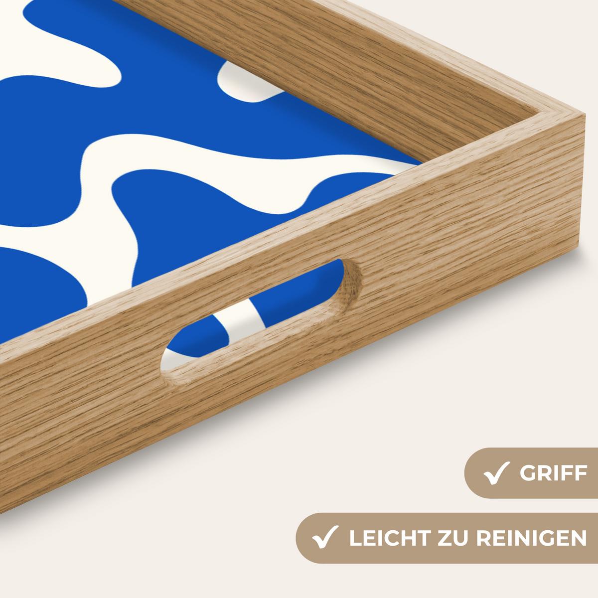 TABLETT Formen - Abstrakt - Blau - Wellen 50x35 cm - Blau, Holz (50/5/5cm) - OnlyWow