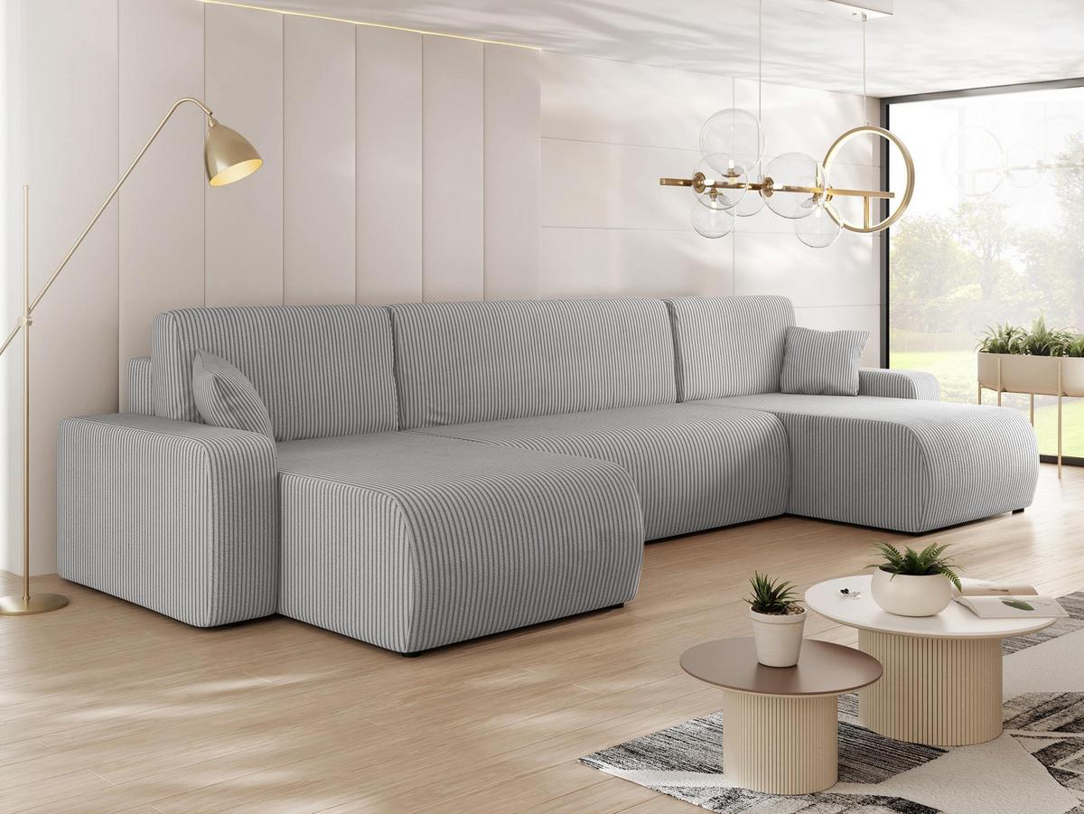 WOHNLANDSCHAFT Piano U Cord - Hellgrau/Schwarz, Holz/Kunststoff (312/82/145cm) - MIRJAN24