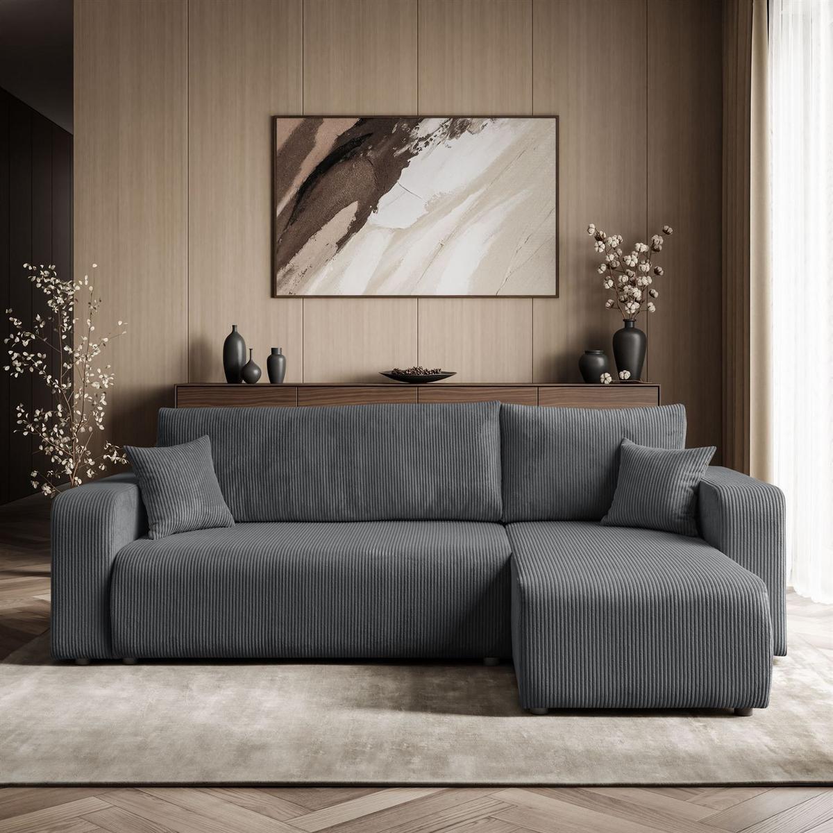 ECKSOFA PRESTIGE L, Poso 60 - Grau, Textil (247/143cm) - Lookway