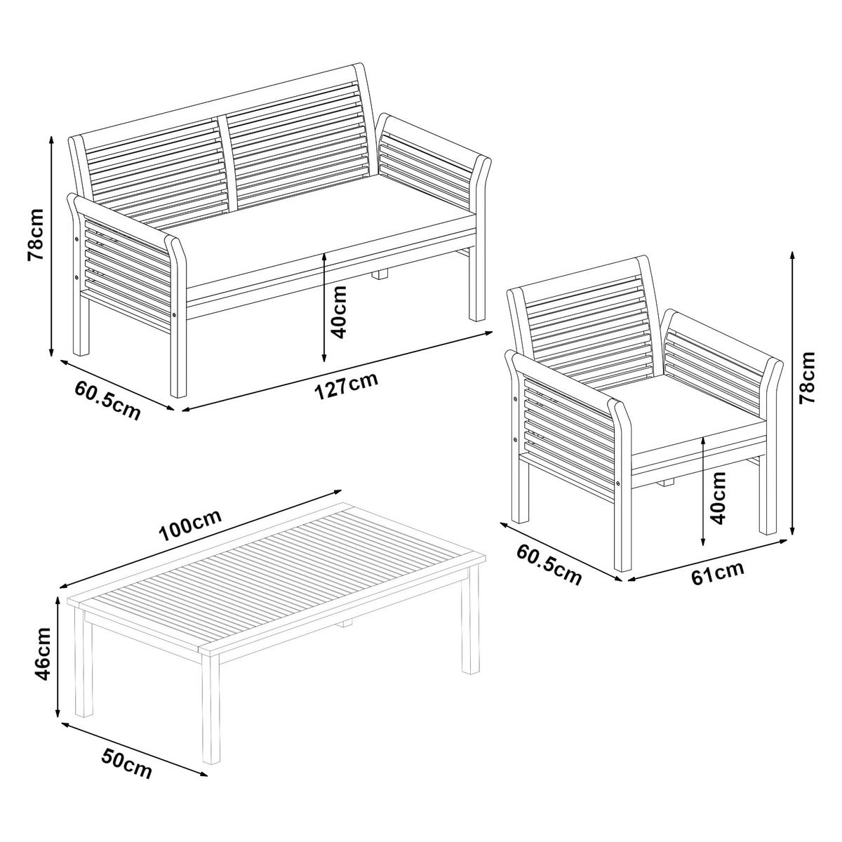 GARTENMÖBEL-SET Candela 4 TLG. - Beige/Akaziefarben, Holz/Textil - casa.pro