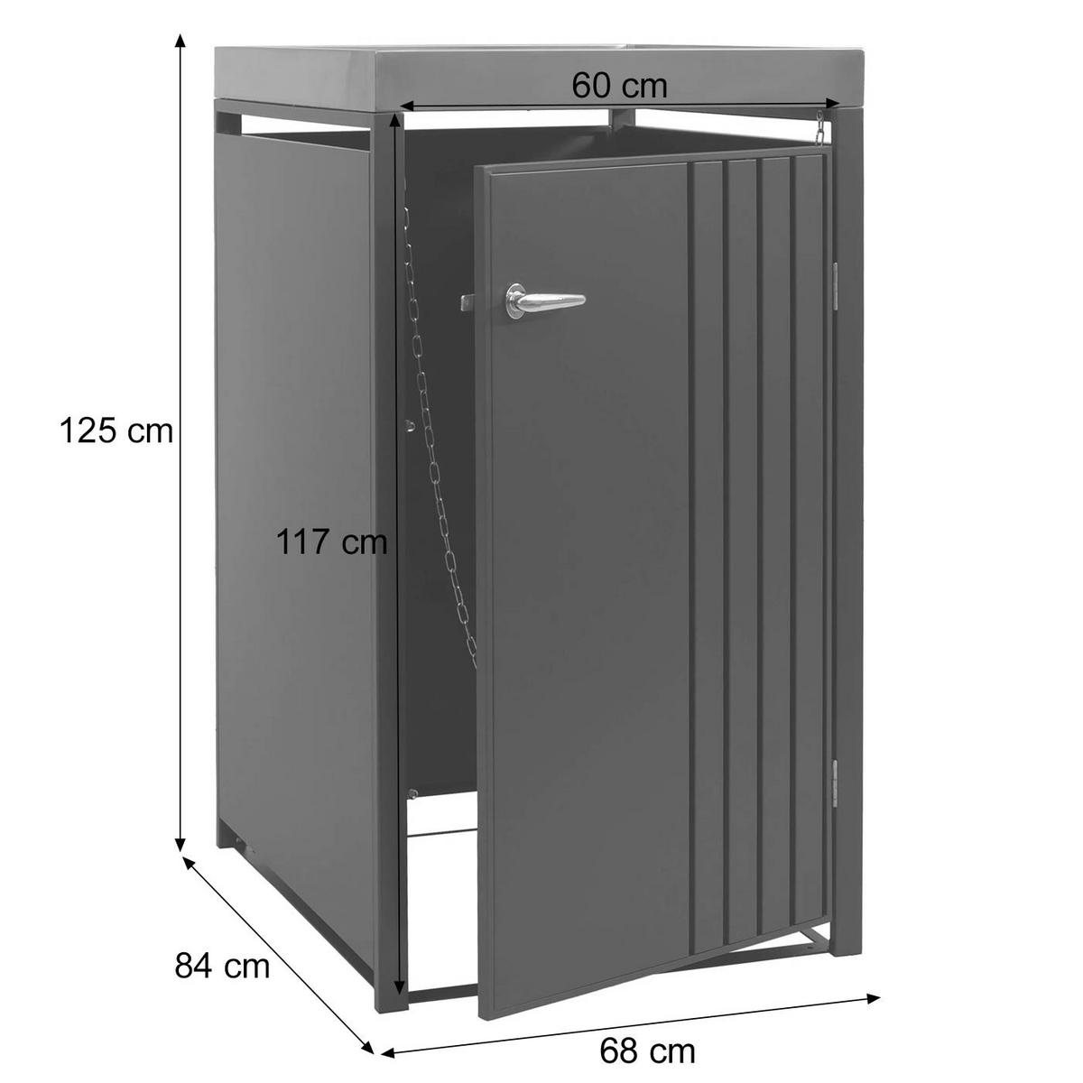 1ER-MÜLLTONNENVERKLEIDUNG Anthrazit, Dunkelbraun - Anthrazit/Dunkelbraun, Metall (68/125/84cm) - MCW