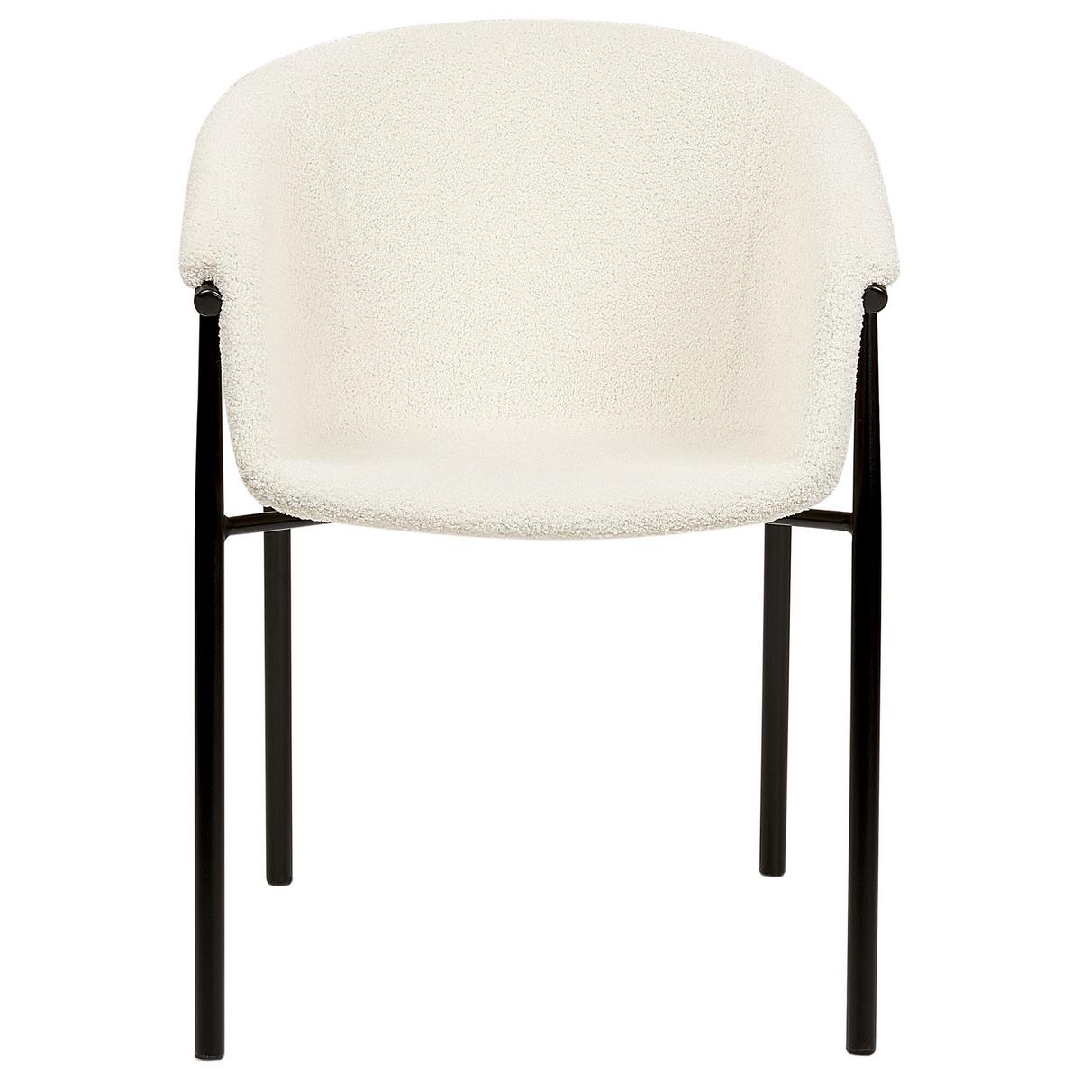 ESSZIMMERSTUHL 2er-Set Bouclé cremeweiß/schwarz Ames - Schwarz/Weiß, Textil (59/80/56cm) - Beliani