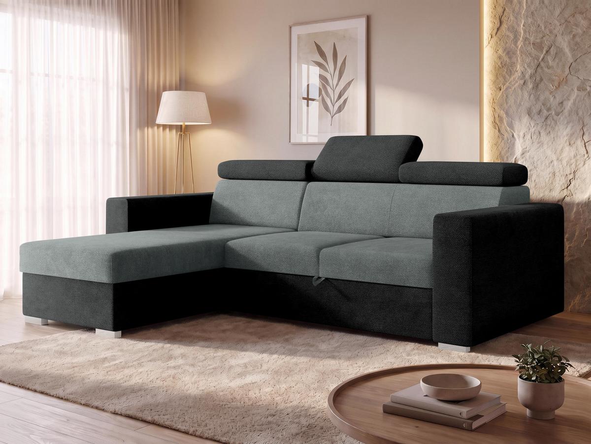 ECKSCHLAFSOFA Pedro 2rLC - Anthrazit/Silberfarben, Holz/Kunststoff (235/170cm) - MIRJAN24