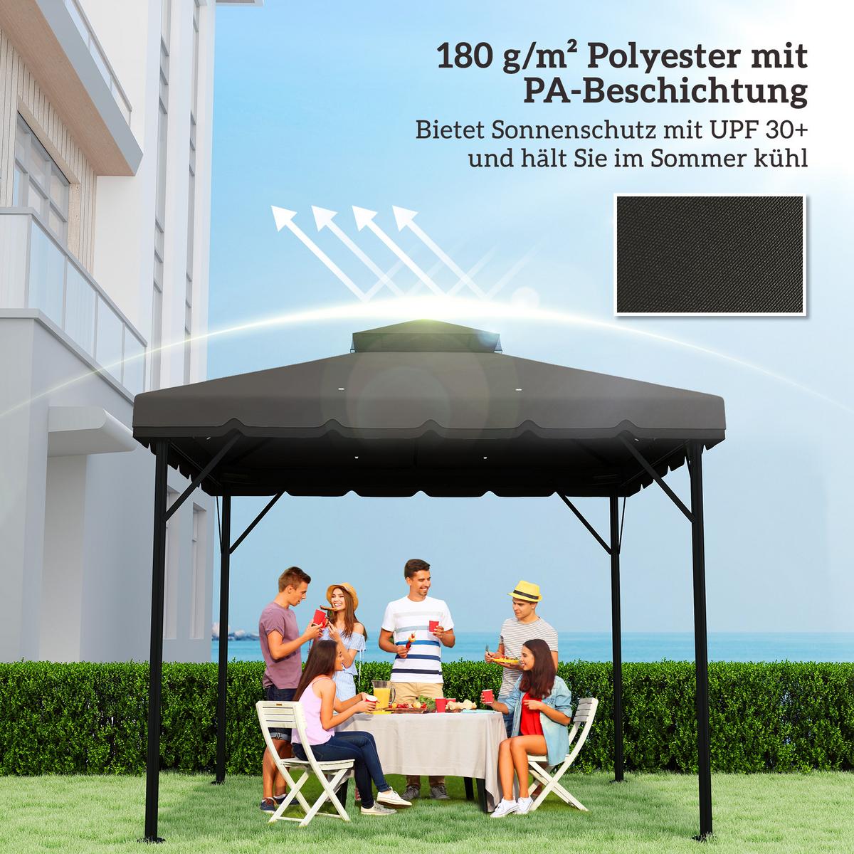 PAVILLON-ERSATZDACH Polyester Hellgrau Dunkelgrau - Dunkelgrau, Textil (300/1/300cm) - Outsunny