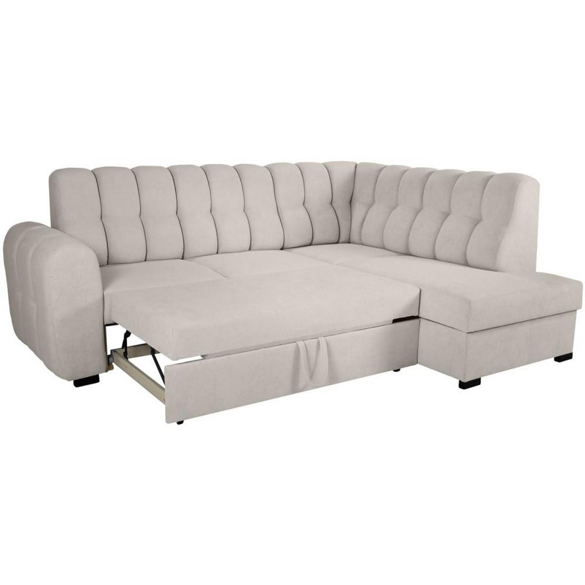 ECKSCHLAFSOFA Zoja rechts beige - Beige/Schwarz, Textil (261/193cm) - Beautysofa