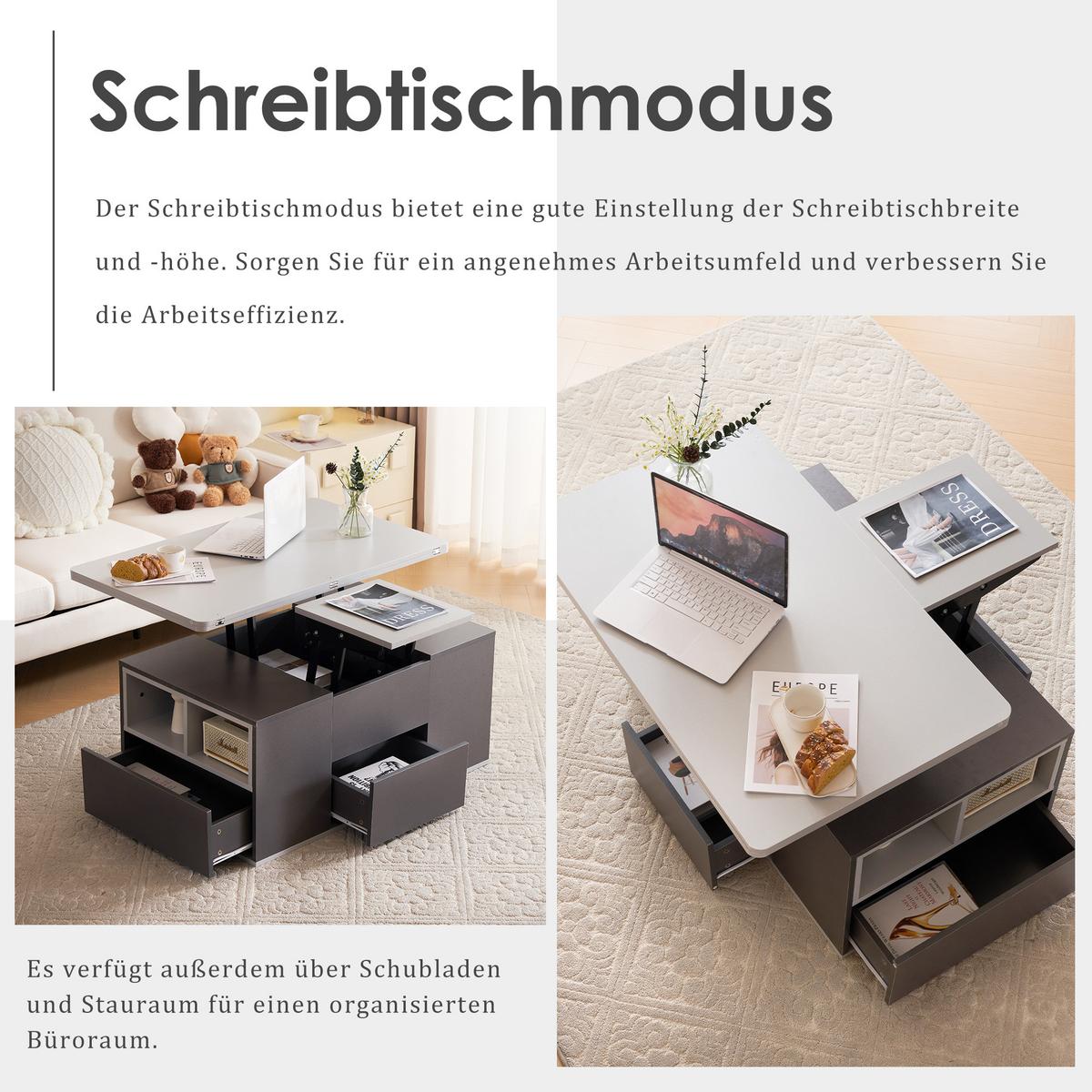 COUCHTISCH Schwarz und Grau 100/51/47 cm - Schwarz, Holzwerkstoff/Metall (100/51/47cm) - Urban Meuble
