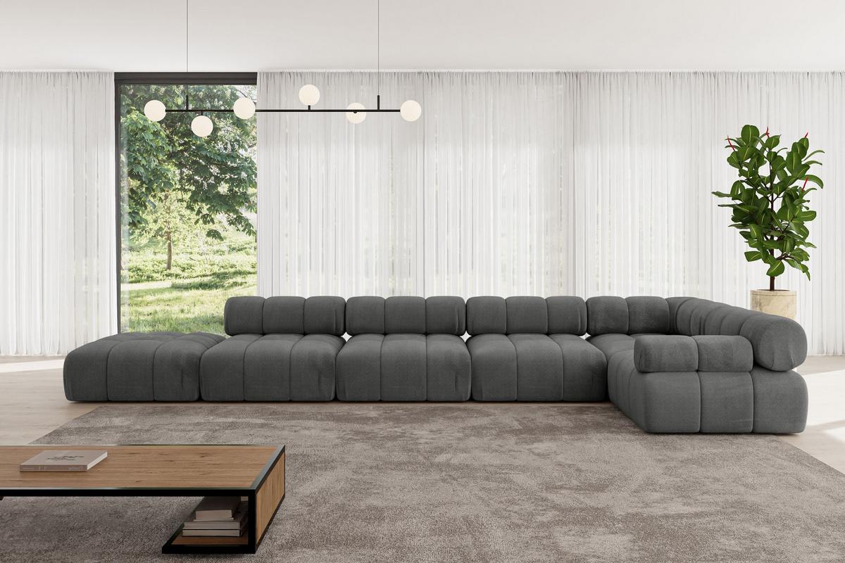 ECKSOFA modulares Sofa Felto-L3 - 475x190x70 cm Dunkelgrau Velours - Dunkelgrau, Holzwerkstoff/Textil (475/190cm) - ALTDECOR