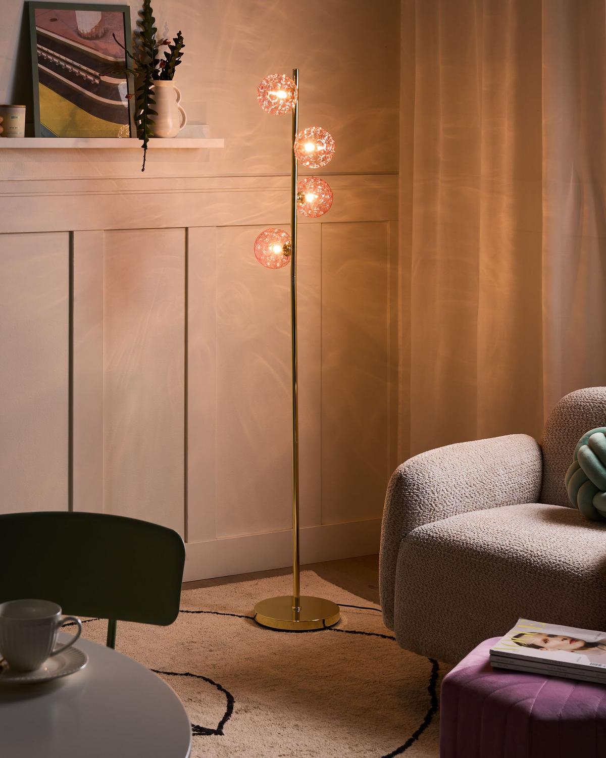 STEHLAMPE Rosa Anadyr - Pink/Goldfarben, Metall (24/24/157cm) - Beliani