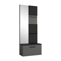GARDEROBENSCHRANK Rosanno III Grau 80,6/204/40 cm – Modern, mit Spiegel und Kleiderhaken - Grau, Holzwerkstoff/Kunststoff (80.6/204.1/40cm) - AX Living