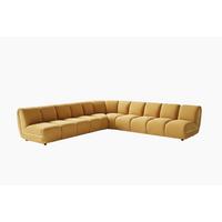 MODULSOFA LAYLA Gelb Velvet - Gelb/Schwarz, Buchenholz/Textil (305/305cm) - KAWOLA