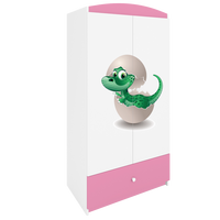 KINDERKLEIDERSCHRANK Kleiner Dino - Hellrosa, Holzwerkstoff (90/175/52cm) - RAUMHIRSCH FURNITURE