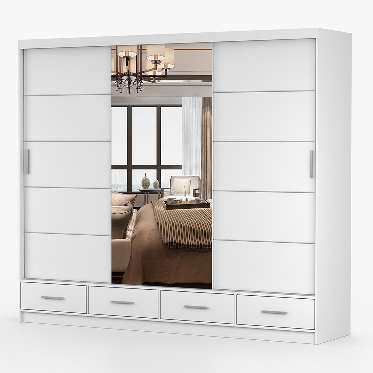 KLEIDERSCHRANK Florence 250 cm, 250/215/64, 2-türig, weiß - Weiß, Holzwerkstoff (250/215/64cm) - imoebel24