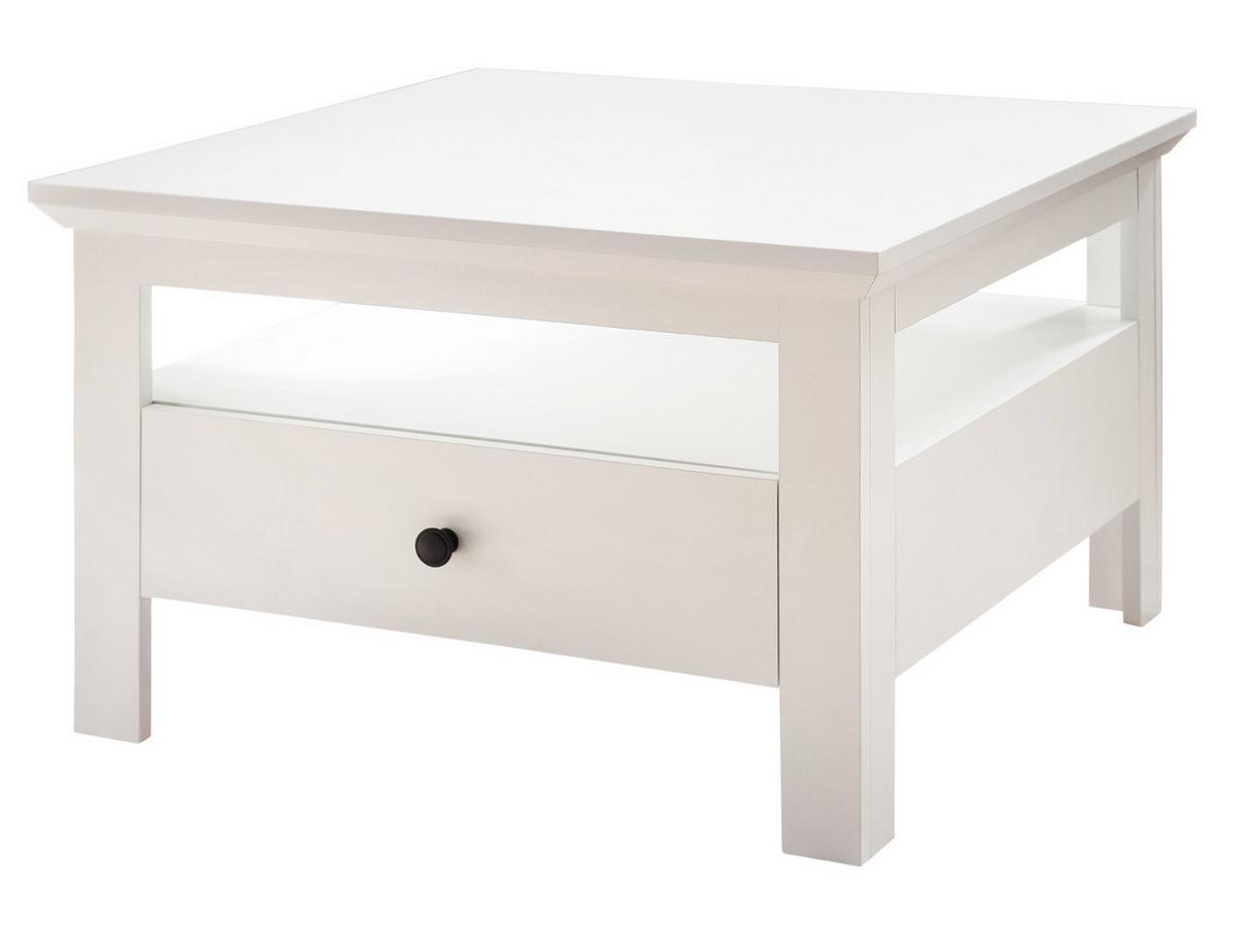 COUCHTISCH weiß matt 70 x 70 cm, Wohnzimmertisch Landhausstil mit Schublade - Silberfarben/Weiß, Holzwerkstoff/Metall (70/70/45cm) - Top.Furn