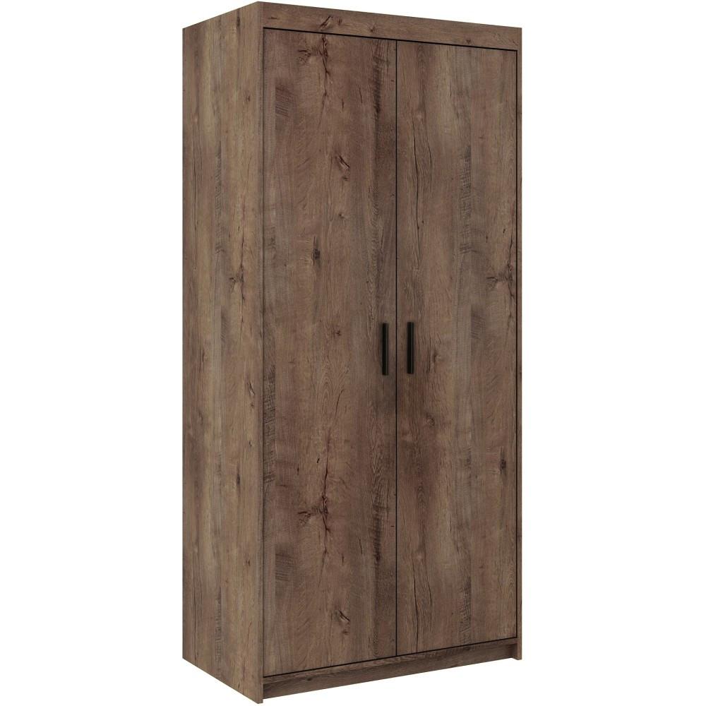 DREHTÜRENSCHRANK Elena mit 2 Türen, ohne Spiegel, Eiche Geölt - Eichefarben, Holzwerkstoff (90/190/53cm) - Beautysofa