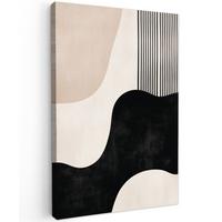 LEINWANDBILD Abstrakt - Japandi - Beige - Modern Deko Groß 90x140 cm - Schwarz, Textil (90/140cm) - MuchoWow