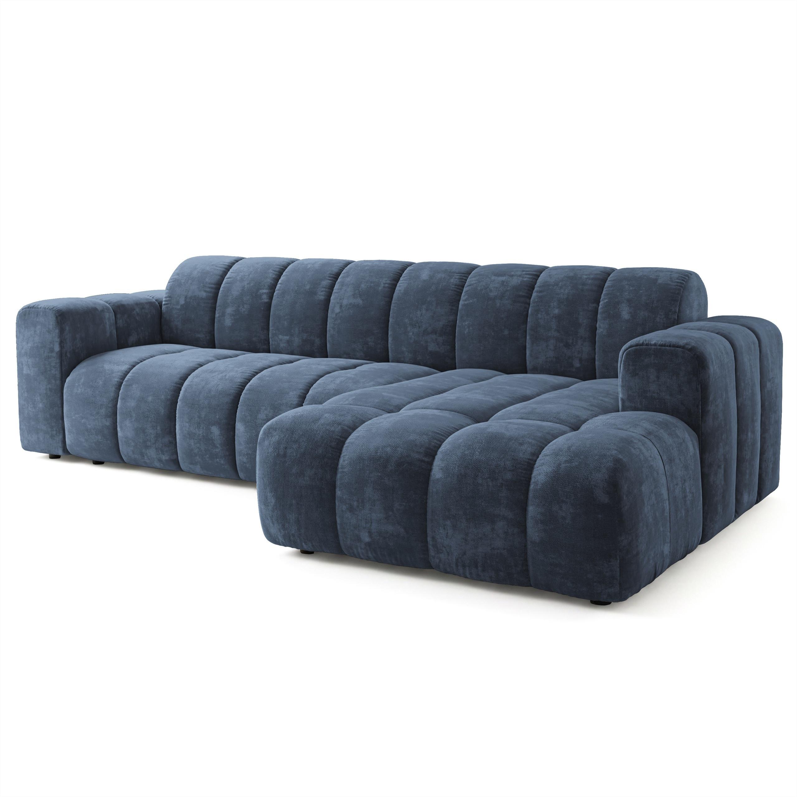 ECKSOFA SETIA LM R-S Blau Chenille - Blau, Holzwerkstoff (304/165cm) - MASSENO