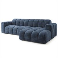 ECKSOFA SETIA LM R-S Blau Chenille - Blau, Holzwerkstoff (304/165cm) - MASSENO